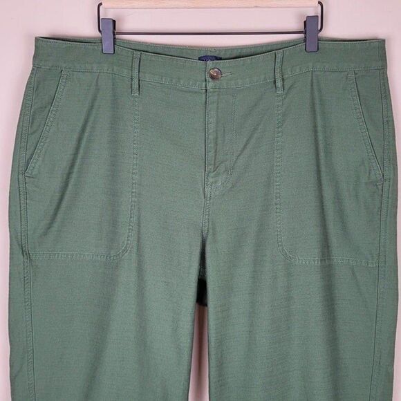 J. Crew Size 18 Cotton Camp Pants High Rise Crop Utility Green - Picture 4 of 10